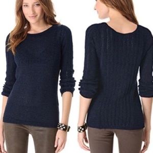 Rachel Zoe Navy Blue Stretch Open Knit Sweater - L